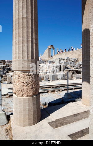 Die Akropolis von Lindos, Rhodos, Dodekanes, griechische Inseln, Griechenland, Europa Stockfoto