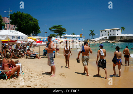 Porto da Barra Strand, Salvador, Bahia, Brasilien, Südamerika Stockfoto