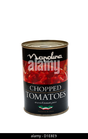 Eine Dose gehackte Tomaten Napolina. Stockfoto