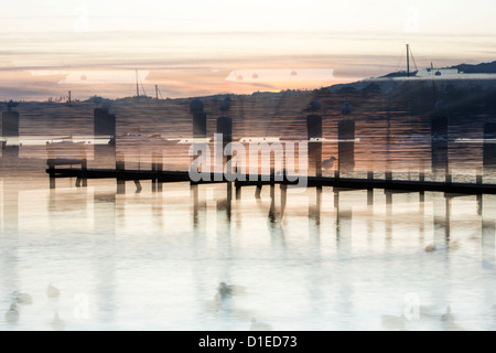 Waterhead am Lake Windermere in Ambleside, Seenplatte bei Sonnenuntergang, UK. Stockfoto