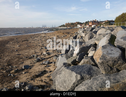 Neue Küstenschutz Cobbold Punkt, Felixstowe, Suffolk, England Stockfoto