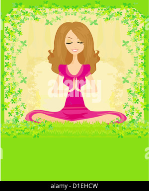 Frau in einem traditionellen Yoga-Pose-Vektor-illustration Stockfoto