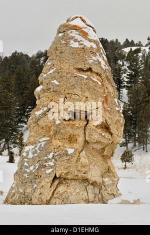 Liberty Cap - produziert ein Travertin-Kegel von heißen Quellen, Yellowstone-Nationalpark, Wyoming, USA Stockfoto