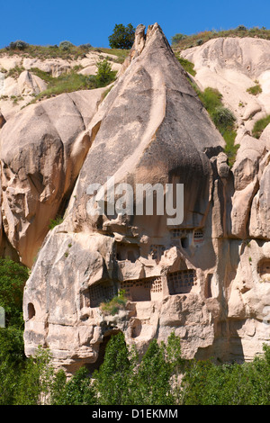 Gˆreme [Göreme] Open Air Museum, Cappadocia Türkei. Felsformationen vulkanischen Büschel Stockfoto