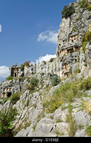 Lykische Felsengräber in Myra, Türkei Stockfoto