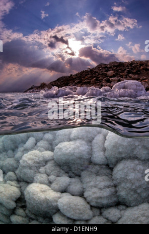 Salzkristall-Formationen im Toten Meer, Israel Stockfoto