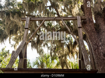 Hölzerne Galgen Seil und Schlinge in St. Augustine Florida Stockfoto