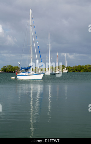 Yachten und Boote vertäut im Hafen von No Name in Bill Baggs Cape Florida State Park Key Biscayne Miami Stockfoto