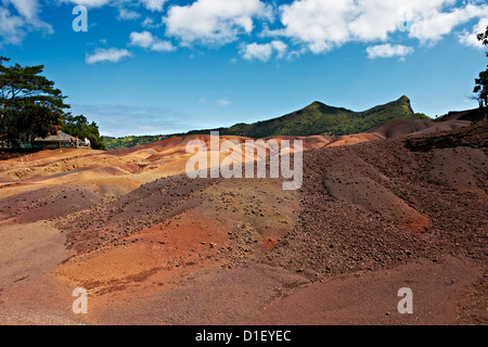 Sieben farbige Erden, in der Nähe von Chamarel, Mauritius, Inseln im Indischen Ozean Stockfoto