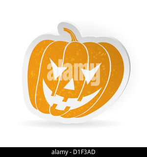 Halloween Aufkleber mit Kürbis, isoliert auf weißem Hintergrund, Vektor-illustration Stockfoto