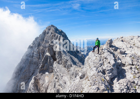 Bergsteiger, überqueren den Watzmann, Berchtesgadener Alpen, Bayern, Deutschland Stockfoto