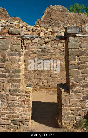 Tür am Gebäude von Anasazi-Indianer, aztekische Ruinen National Monument, New Mexico, USA Stockfoto