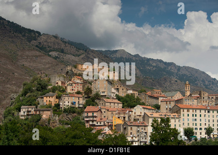 Blick auf die Zitadelle von Berg Stadt von Corte in Korsika, Frankreich, Mitteleuropa Stockfoto