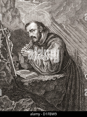 Der Heilige Franz von Assisi, Giovanni Francesco di Bernardone, 1181 – 1226 geboren. Italienische katholische Mönch und Prediger. Stockfoto