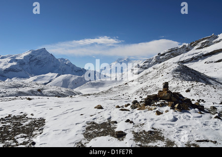 Thorong La (Thorung La), einen Pass auf 5416m, Annapurna Conservation Area, Gandaki, Western Region (Pashchimanchal), Nepal Stockfoto