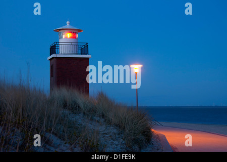 Olhörn Leuchtturm in der Nacht in den Dünen von Wyk Auf Föhr, Schleswig-Holstein, Deutschland Stockfoto