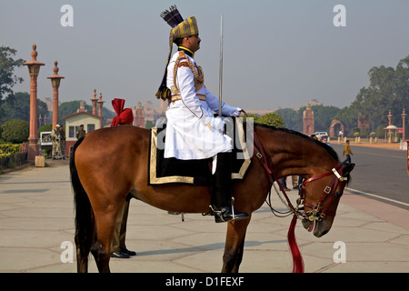 Änderung der Wachablösung am Rashtrapati Bhavan in Neu-Delhi, Indien Stockfoto