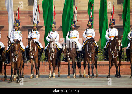 Änderung der Wachablösung am Rashtrapati Bhavan in Neu-Delhi, Indien Stockfoto