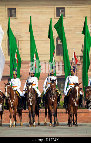 Änderung der Wachablösung am Rashtrapati Bhavan in Neu-Delhi, Indien Stockfoto