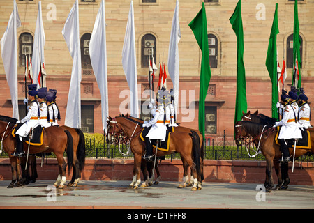 Änderung der Wachablösung am Rashtrapati Bhavan in Neu-Delhi, Indien Stockfoto