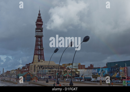 Blackpool direkt am Meer an einem Novembertag. Stockfoto