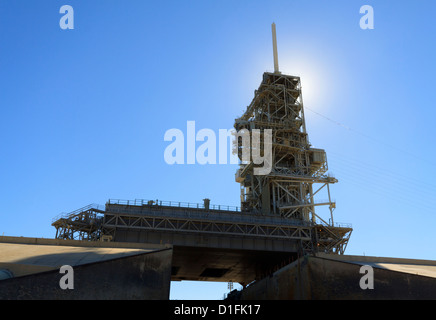 Kennedy Space Center Launch Pad 39A aus, wo die mächtigen Saturn V und Space Shuttle aus gestartet wurden Stockfoto