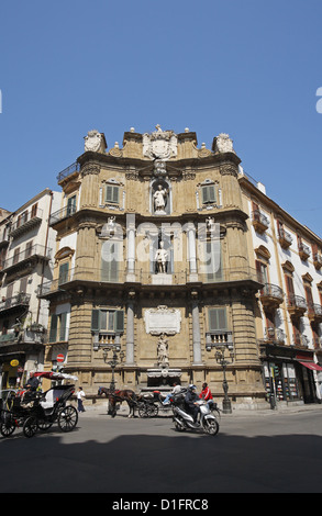 Die vier Ecken (Quattro Canti), Piazza Vigliena, Palermo, Italien Stockfoto