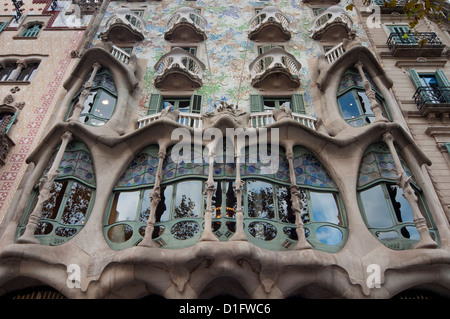 Fassade der Casa Batllo von Gaudi, Passeig de Gracia, Barcelona, Catalunya (Katalonien) (Cataluna), Spanien, Europa Stockfoto