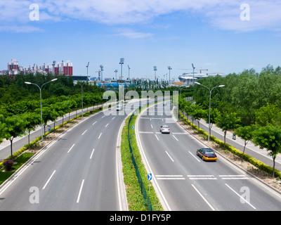 Sechsspurig Straße in Peking, China. Stockfoto