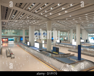 Gepäckbereich Förderband am Beijing international Airport, Terminal 3. Stockfoto