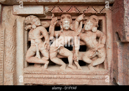 Wunderschön geschnitzte Fenster in der Parasurameswar Hindu-Tempel gewidmet Lord Shiva, Bhubaneshwar, Orissa, Indien, Asien Stockfoto