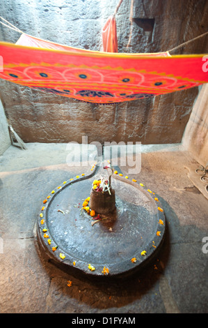 Shiva Lingum und Yoni, Symbol der Göttin Shakti im Parasurameswar Tempel, Bhubaneshwar, Orissa, Indien Stockfoto