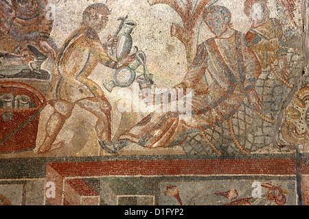 Mosaik, Villa Romana del Tellaro, Noto, Sizilien, Italien, Europa Stockfoto