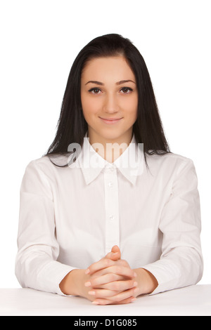 Porträt des Business-Frau sitzt auf ihrem Schreibtisch Stockfoto