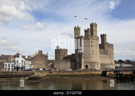 UNESCO-Weltkulturerbe, Caernarfon, Gwynedd, Nordwales, Caernarfon Castle, Wales, Vereinigtes Königreich, Europa Stockfoto