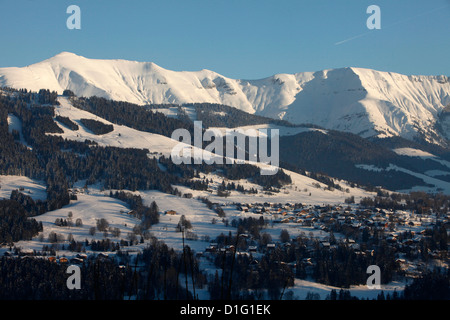 Mont Blanc-Bergkette, Mont Arbois in Megève, Savoyen, Französische Alpen, Frankreich Stockfoto