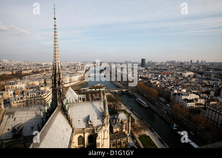 Blick von der Kathedrale Notre-Dame Dach, Paris, Frankreich, Europa Stockfoto