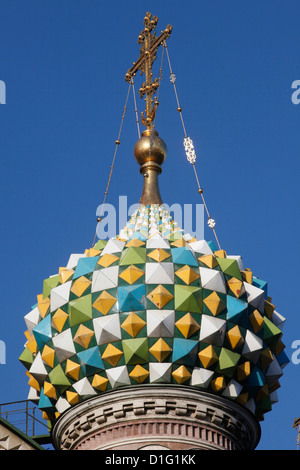 Zwiebelturm, Kirche des Erlösers auf Auferstehungskirche (Auferstehungskirche), St. Petersburg, Russland, Europa Stockfoto