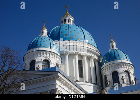 Blauen Kuppeln prangt mit goldenen Sternen, Dreifaltigkeits-Kathedrale, St. Petersburg, Russland, Europa Stockfoto