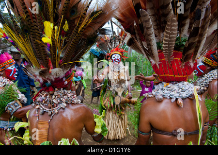 Lokale Stämme feiert die traditionelle Sing Sing in Enga in den Highlands, Papua-Neu-Guinea, Melanesien Stockfoto