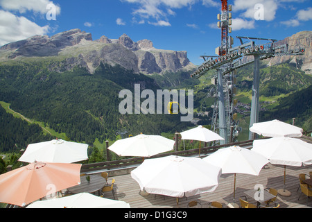 Blick vom Col Alto, Corvara, Badia Tal, Provinz Bozen, Trentino-Alto Adige/South Tyrol, Dolomiten, Italien, Europa Stockfoto