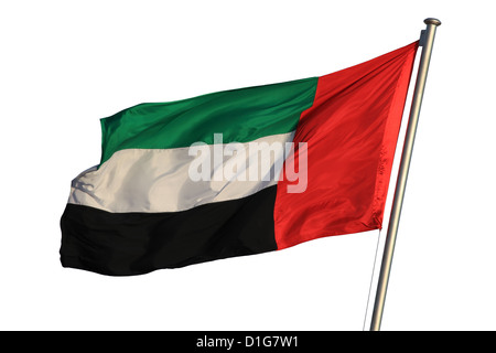 Flagge der Vereinigten Arabischen Emirate, isoliert auf weiss Stockfoto