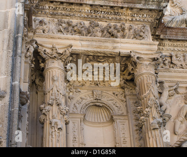 Capilla del Salvador in die UNESCO Welt Kulturerbe Stadt von Ubeda, Andalusien, eine wunderschöne Barockkirche, Detail der Fassade Stockfoto
