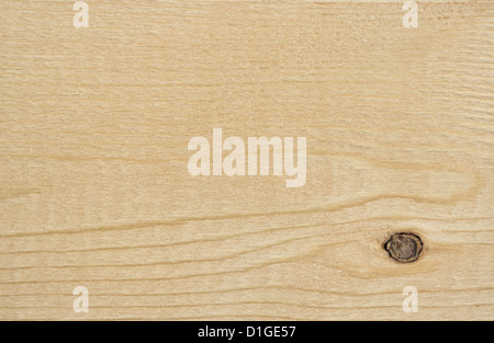 Ein Holz Hintergrund zeigt Detail und Textur. Es ist ein Knoten in der rechten unteren Ecke. Stockfoto