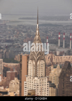 Oben auf der Art-Déco-Chrysler building in Manhattan, New York City, Vereinigte Staaten Stockfoto