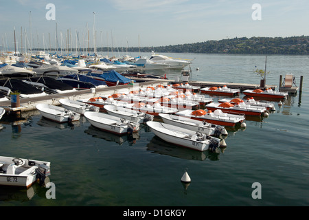 Boote am Genfer See, Genf, Schweiz, Europa Stockfoto