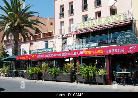 "Chez Pujol" Restaurant in Port-Vendres, Frankreich. Stockfoto