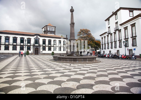 Blick auf den Rathausplatz (Praça Do Municipo) mit dem Rathaus (Camara Municipal), Funchal, stören. Stockfoto