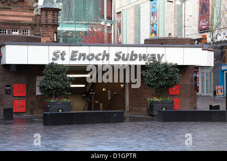 Die alte, jetzt ersetzt, Eingang zur St Enoch U-Bahn-Station im Stadtzentrum von Glasgow, Schottland, Großbritannien Stockfoto