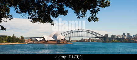 Sydney Opera House und Sydney Harbour Bridge Panorama von Sydney Royal Botanic Gardens, Sydney, New South Wales, Australien Stockfoto